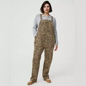 Torrid Leopard Straight Leg Overalls